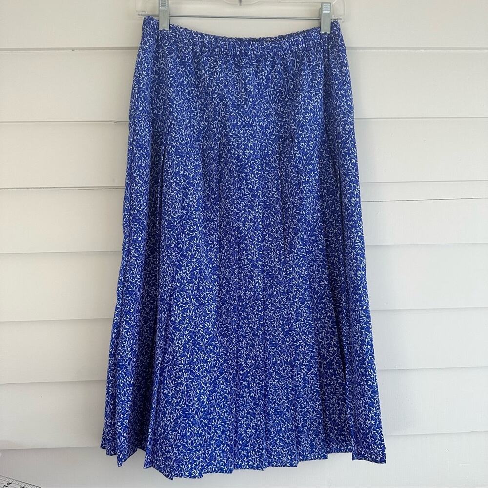 Vintage Royal Blue Floral Midi Skirt Made in USA| Cottagecore Prairie Doen Style